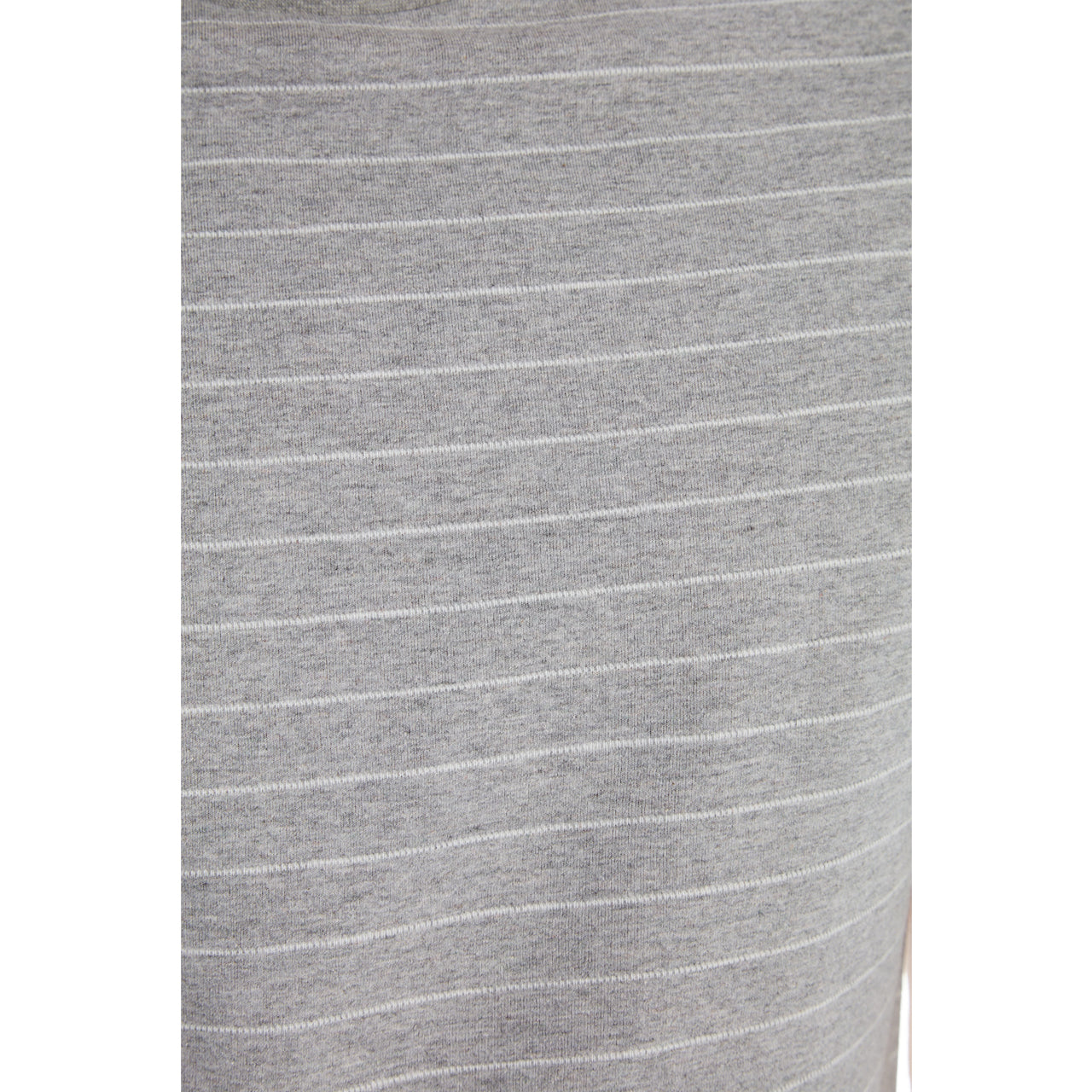 Nate Jacquard Striped Tee in Grey Heather, showcasing its stylish jacquard stripes and short sleeves.