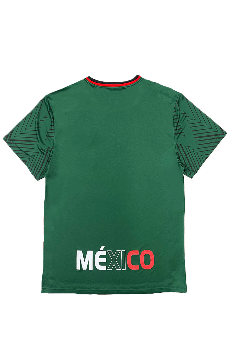 National Mexico Soccer Jersey featuring an embroidered chest patch, made from 98% polyester and 2% spandex, perfect for fans.