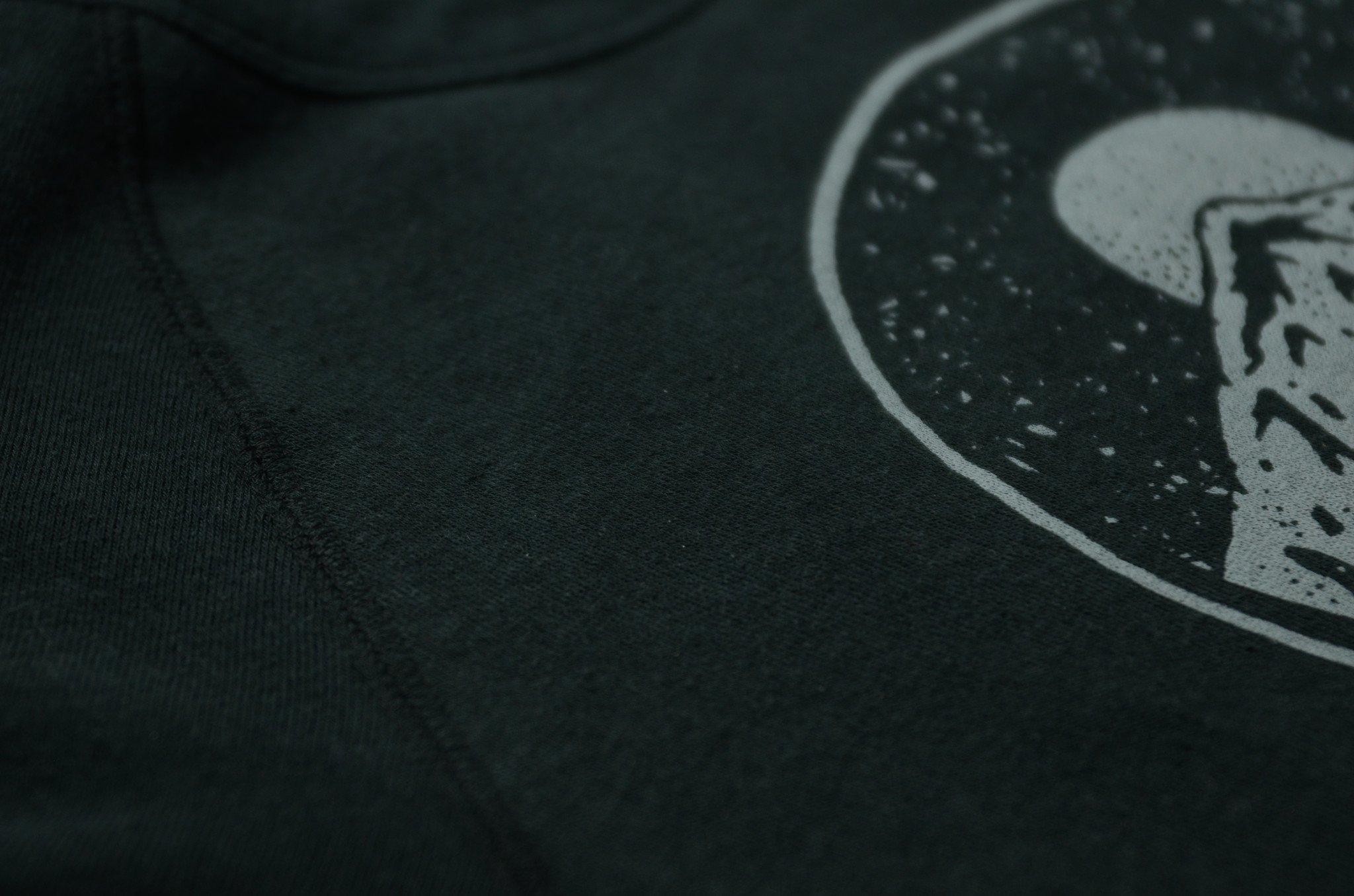 Night Sky Crewneck sweatshirt featuring a unique screen printed design in gray ink, made from soft cotton and polyester blend fabric.