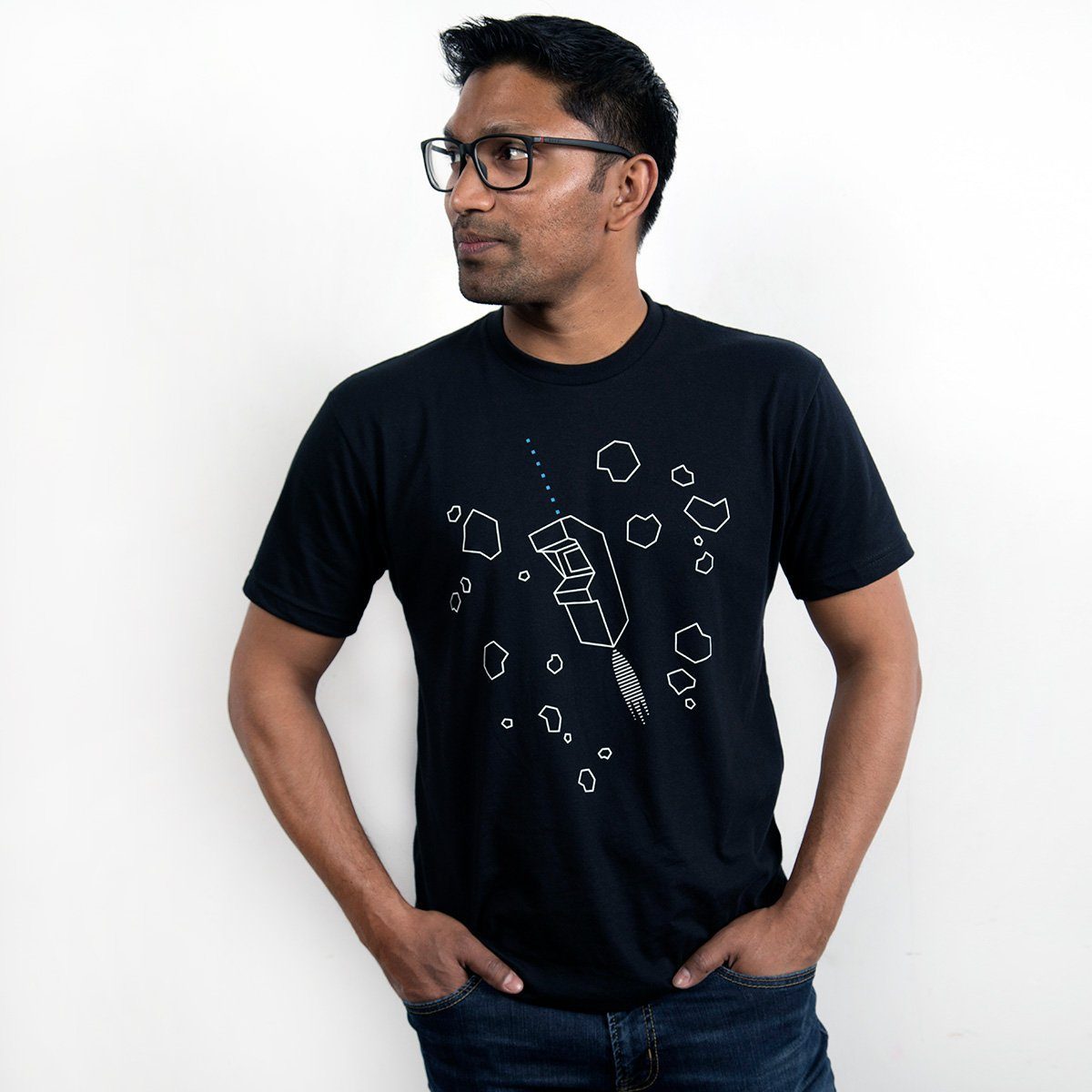 Outplay T-Shirt in black featuring original illustrations, tagless collar, and side-seamed design.