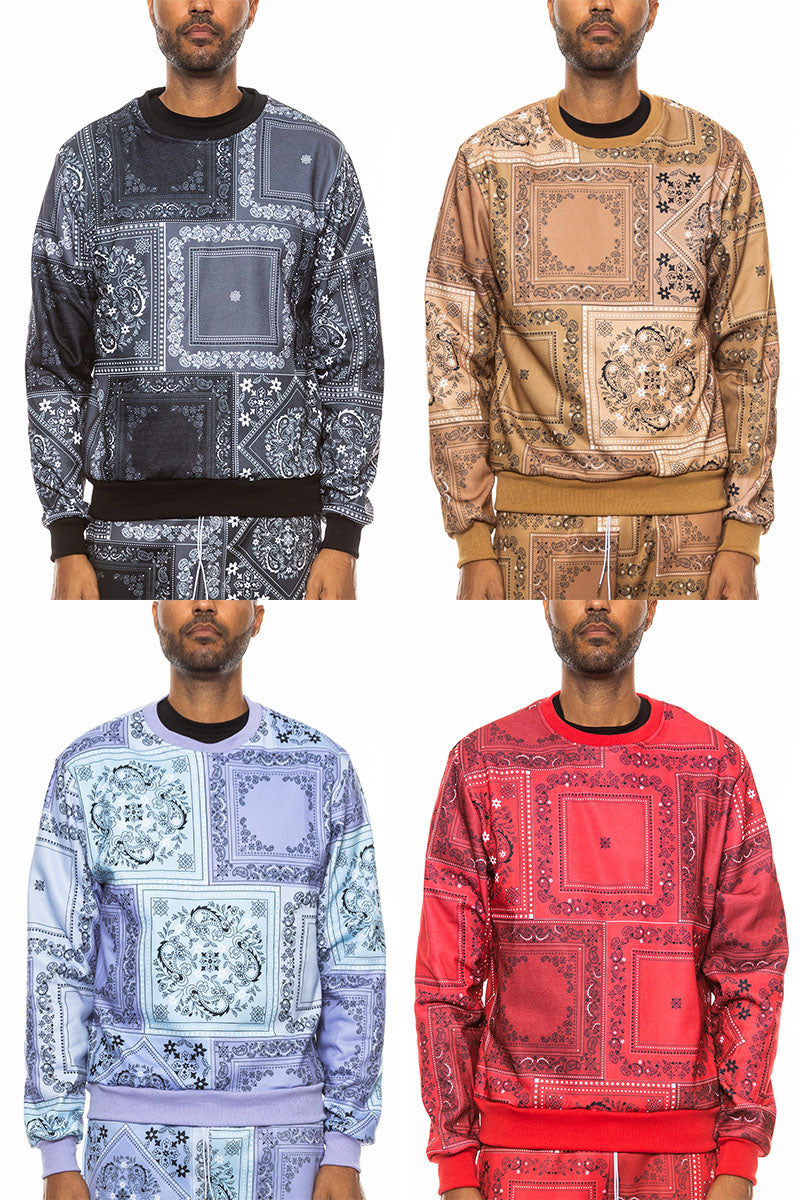 A stylish paisley all over print crewneck featuring a round neck and regular fit, perfect for casual wear.