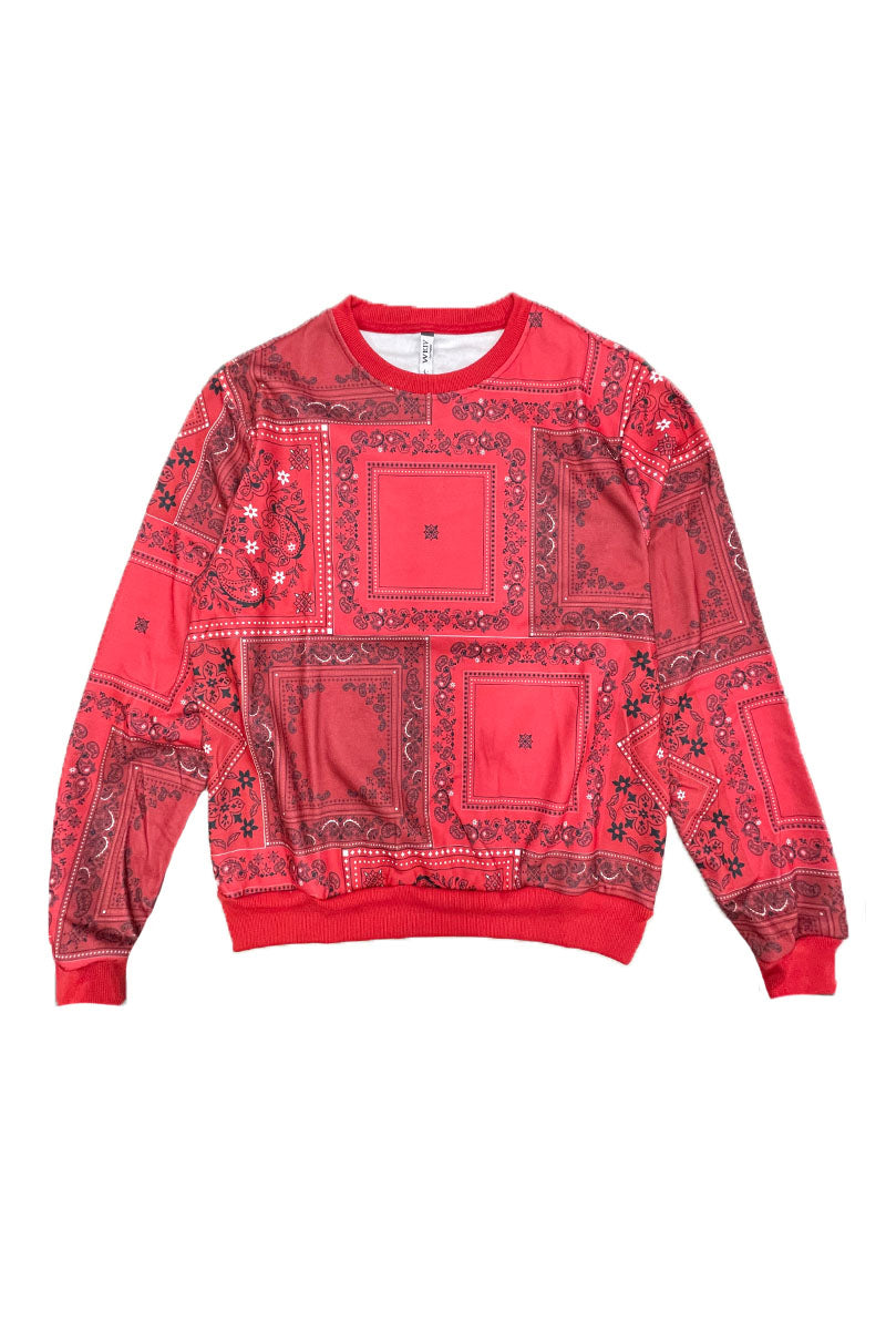 A stylish paisley all over print crewneck featuring a round neck and regular fit, perfect for casual wear.