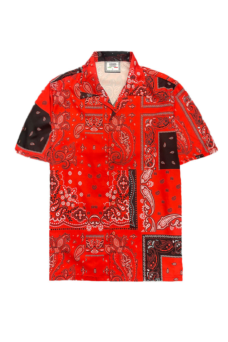 A stylish paisley button down shirt featuring an intricate all-over paisley print, classic collar, and regular fit, made from 100% polyester.