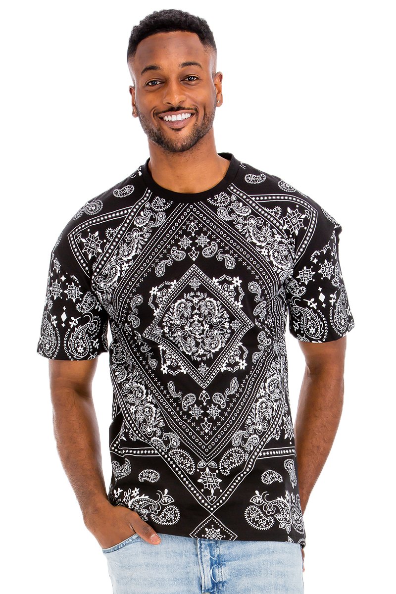 A stylish paisley crew t-shirt made from 100% cotton, featuring an intricate all-over paisley print in a regular fit.