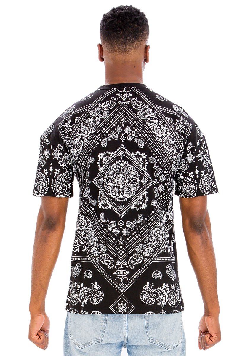 A stylish paisley crew t-shirt made from 100% cotton, featuring an intricate all-over paisley print in a regular fit.