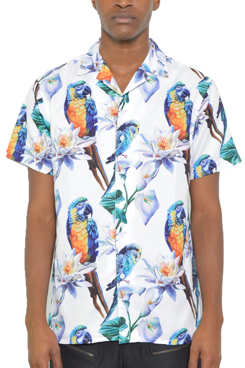 A stylish PARODY SHORT SLEEVE SHIRT WS7418 made of 100% polyester, featuring a regular fit, perfect for casual wear.