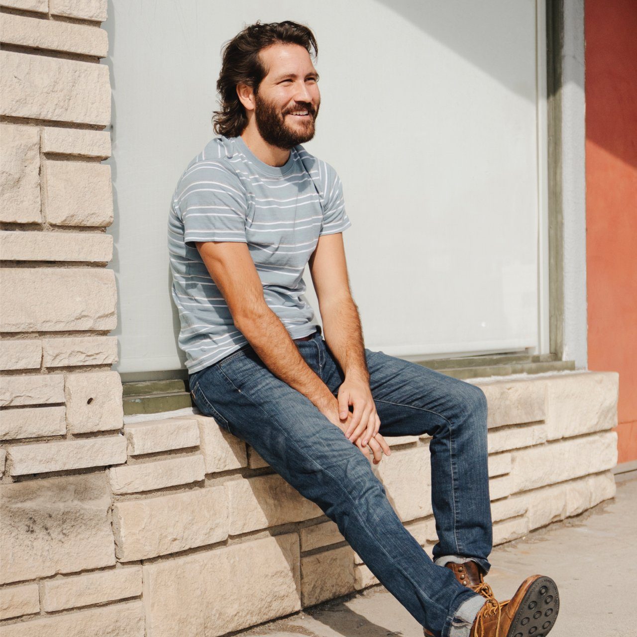 Preston Striped Tee featuring short sleeves and a crew neck design, made from 100% cotton in eco-friendly factory.