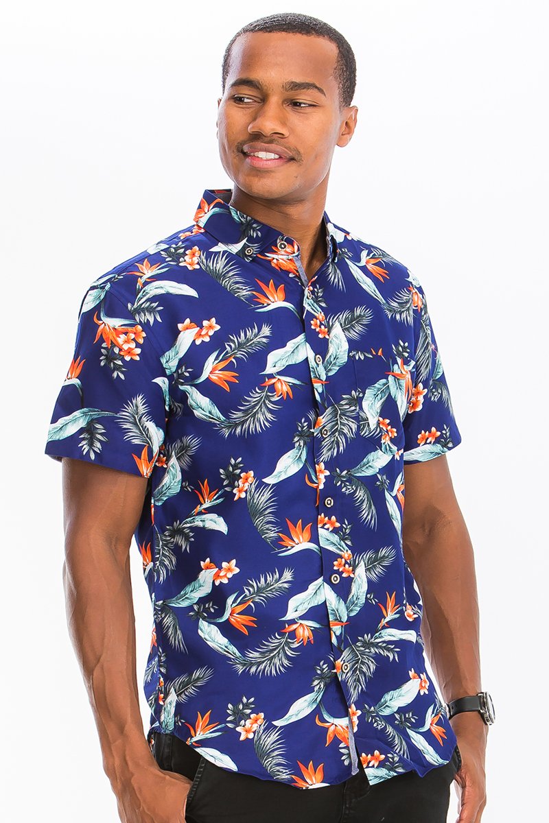 A stylish Print Button Down Shirt featuring a unique digital all-over print, chest pocket, and regular fit, perfect for any occasion.