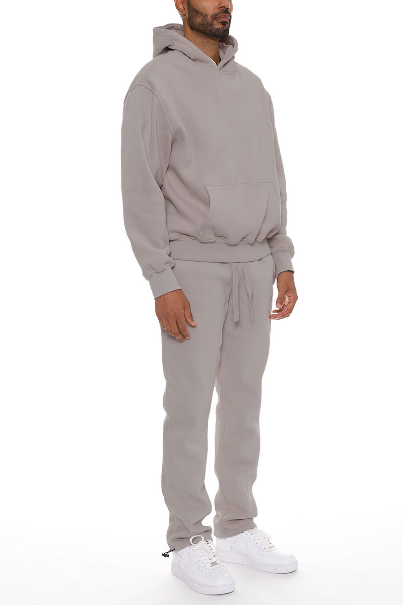 Pro Comfort Hoodie Set featuring a no-drawstring hood, elastic waist bottoms, and multiple pockets, ideal for athleisure and lounging.