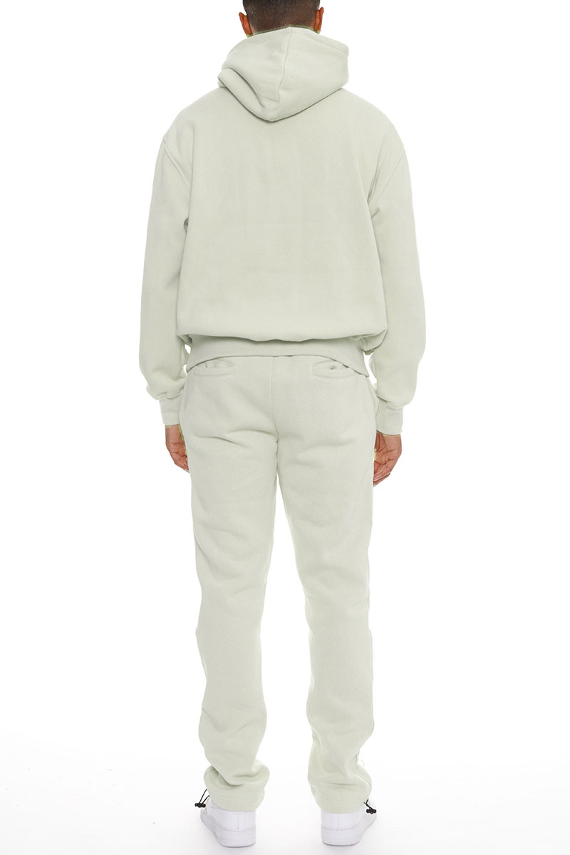 Pro Comfort Hoodie Set featuring a modern no-drawstring hoodie and elastic waist bottoms with ankle toggles, crafted from a cozy cotton-polyester blend.