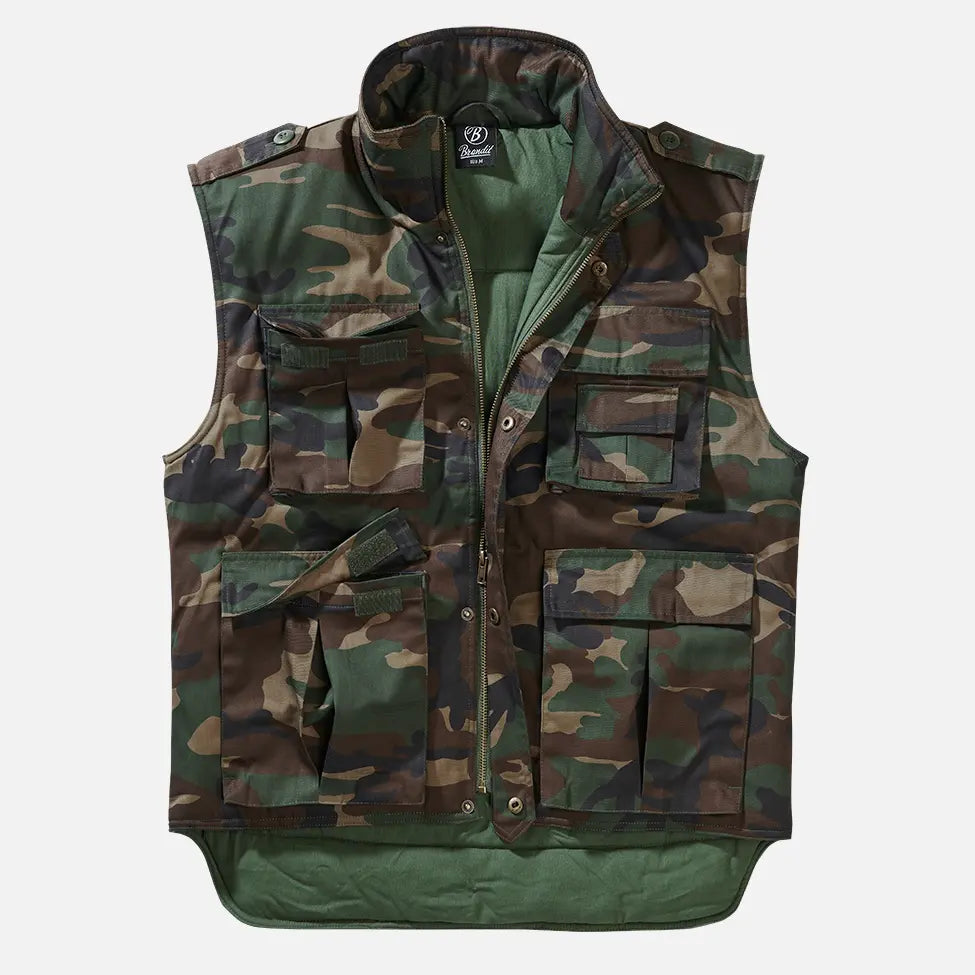 Ranger Tactical Vest featuring multiple pockets, robust metal zip, and comfortable cotton lining, ideal for outdoor activities.