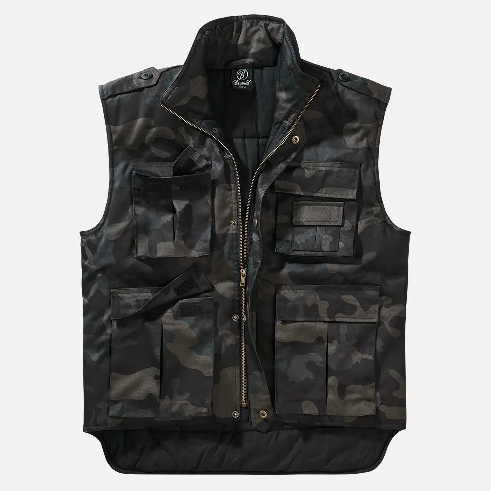 Ranger Tactical Vest featuring multiple pockets, robust metal zip, and comfortable cotton lining, ideal for outdoor activities.