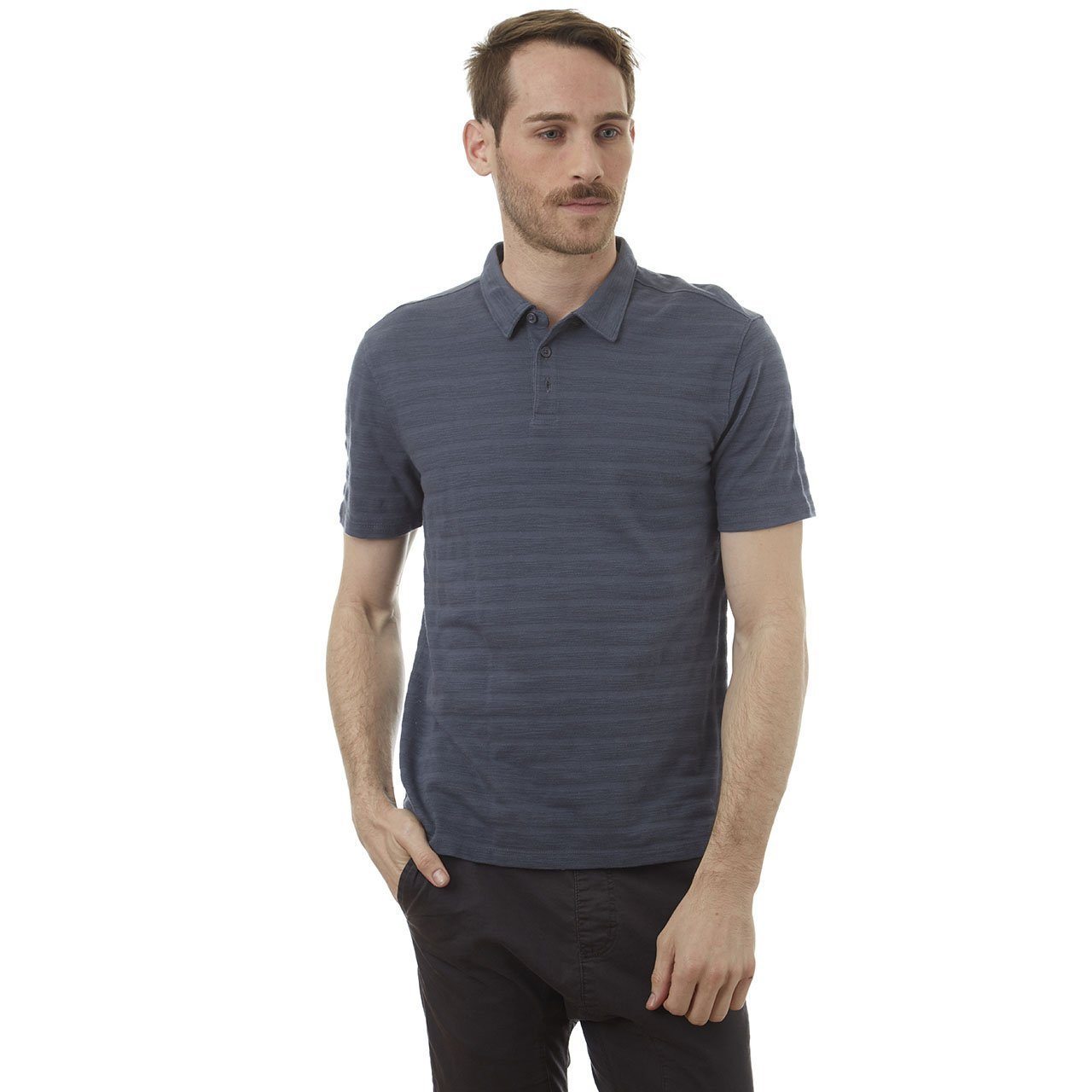 Raymond Polo featuring short sleeves and striped pique design, made from 100% cotton in an eco-friendly factory.