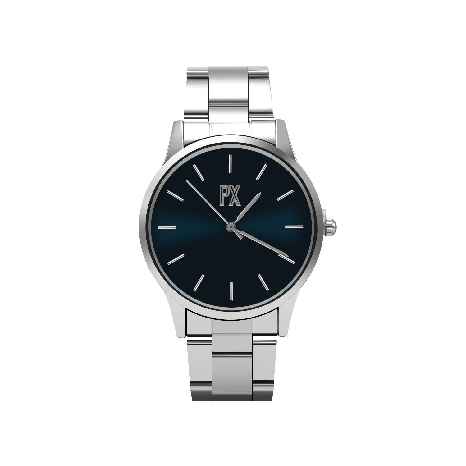 Riley Stainless Steel Watch featuring a navy dial and elegant stainless steel band, perfect for sophisticated individuals.