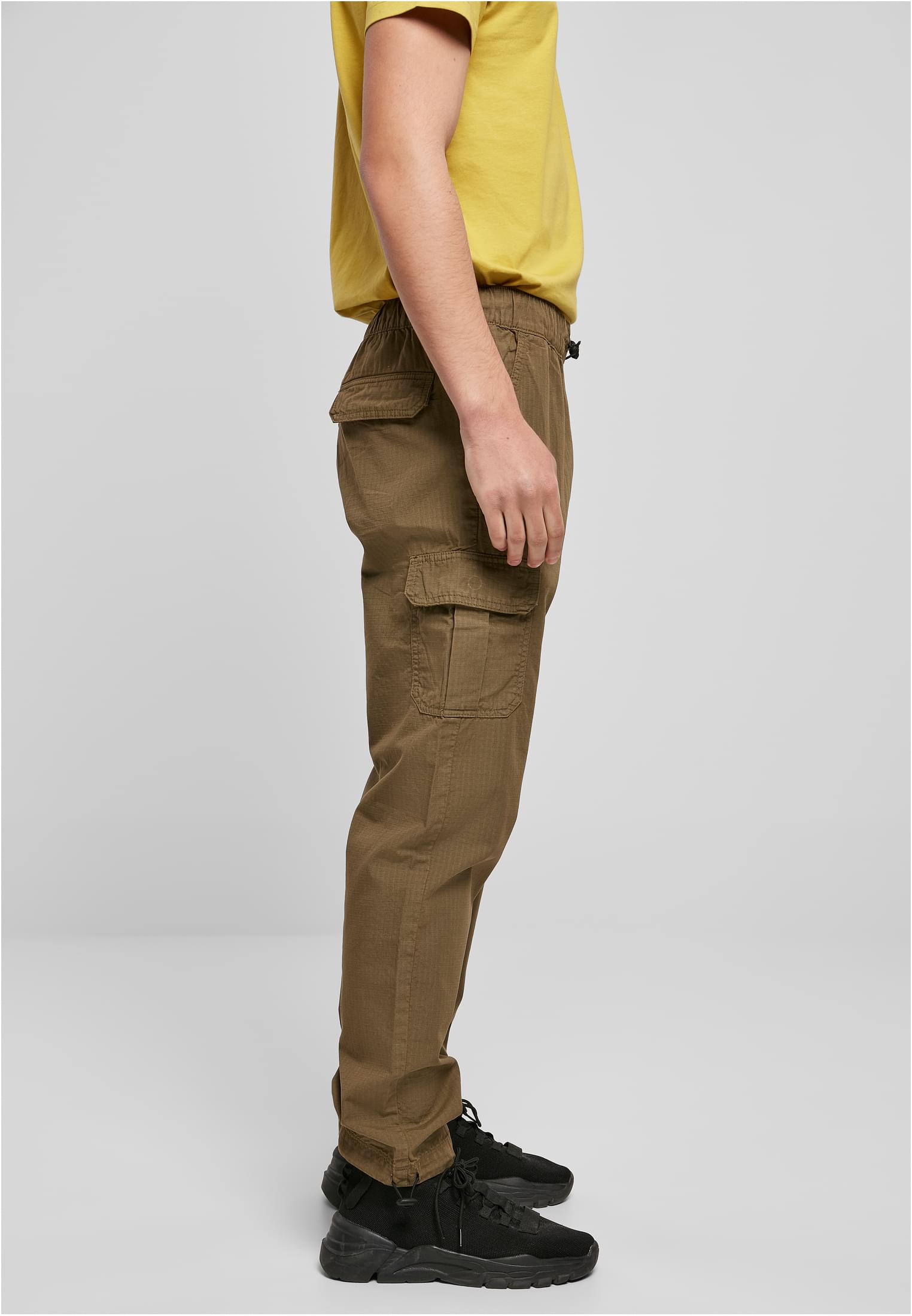 A pair of Ripstop Cargo Pants made from durable cotton twill, featuring multiple pockets and an elastic waistband for a comfortable fit.