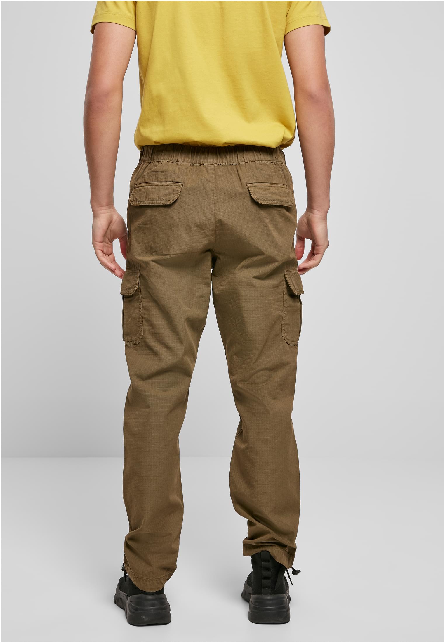 A pair of Ripstop Cargo Pants made from durable cotton twill, featuring multiple pockets and an elastic waistband for a comfortable fit.