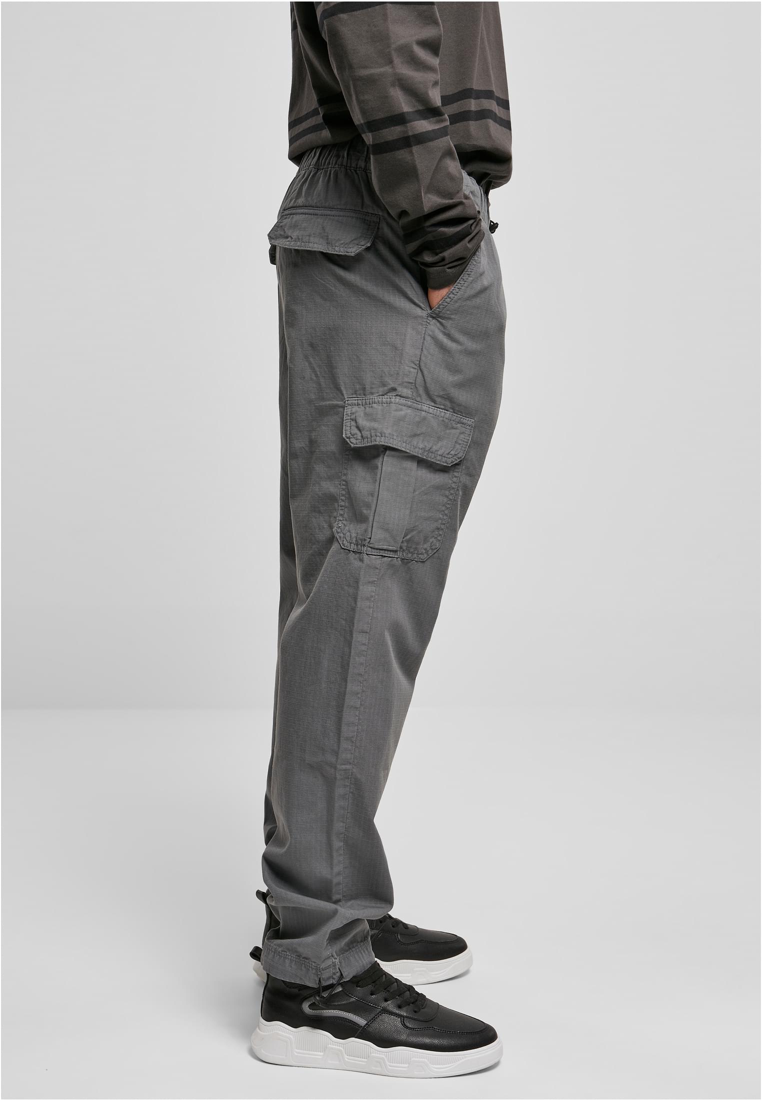 A pair of Ripstop Cargo Pants made from durable cotton twill, featuring multiple pockets and an elastic waistband for a comfortable fit.