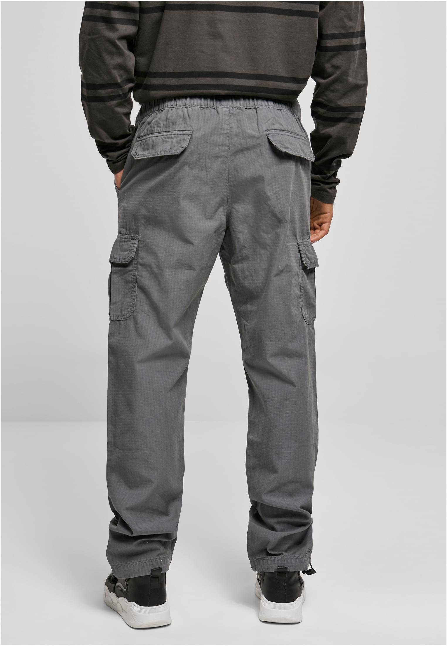 A pair of Ripstop Cargo Pants made from durable cotton twill, featuring multiple pockets and an elastic waistband for a comfortable fit.