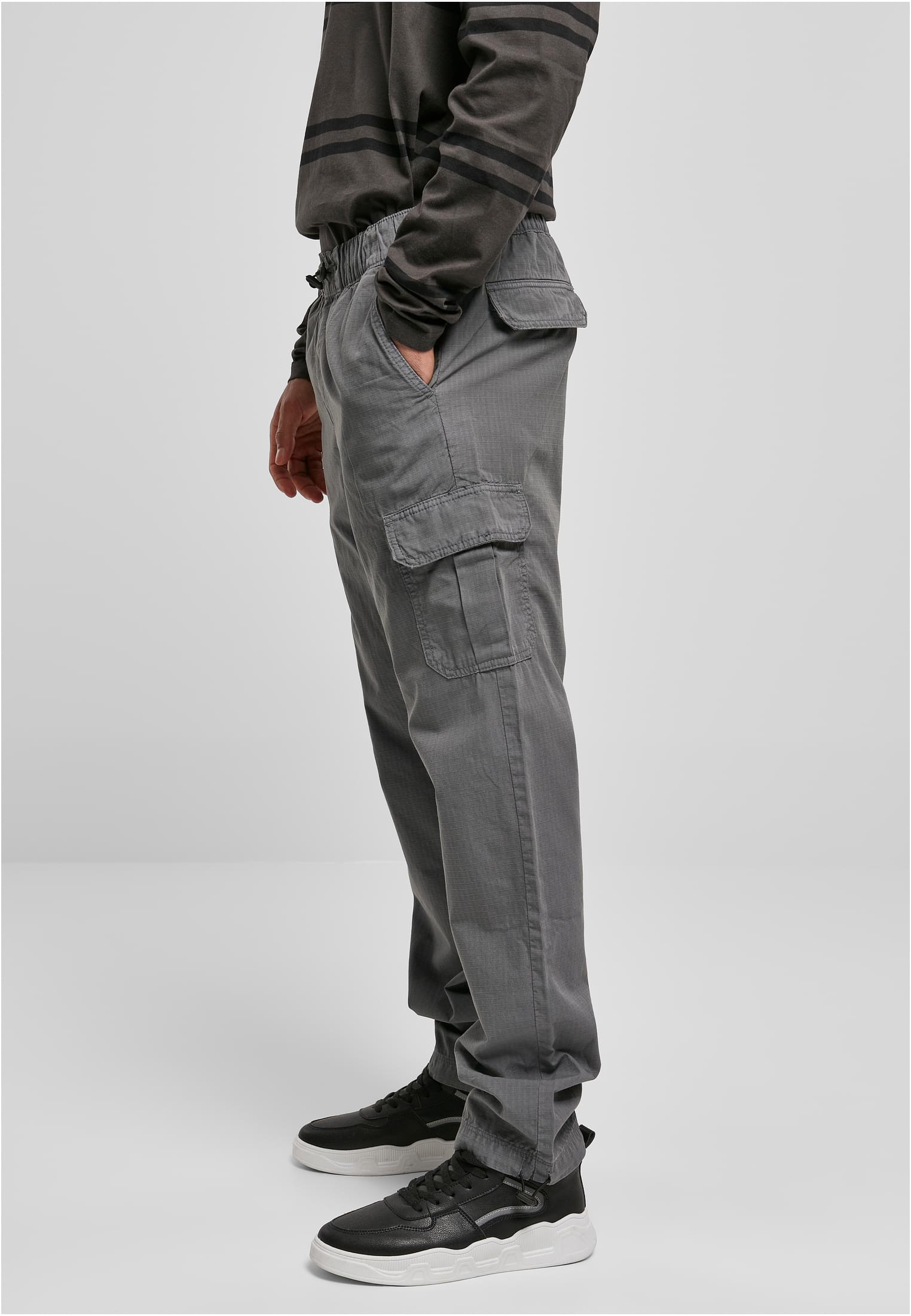 A pair of Ripstop Cargo Pants made from durable cotton twill, featuring multiple pockets and an elastic waistband for a comfortable fit.