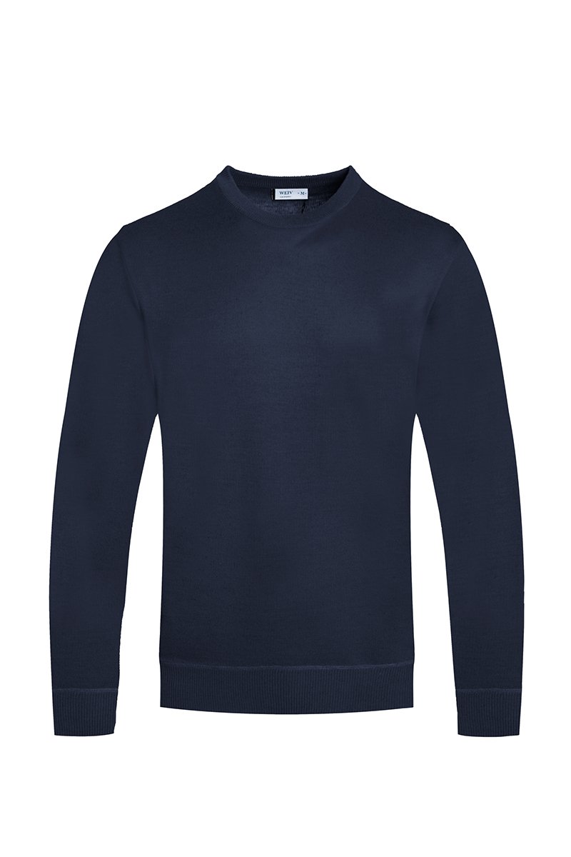 A cozy round neck knit sweater in a soft fabric, showcasing a classic design suitable for casual wear.