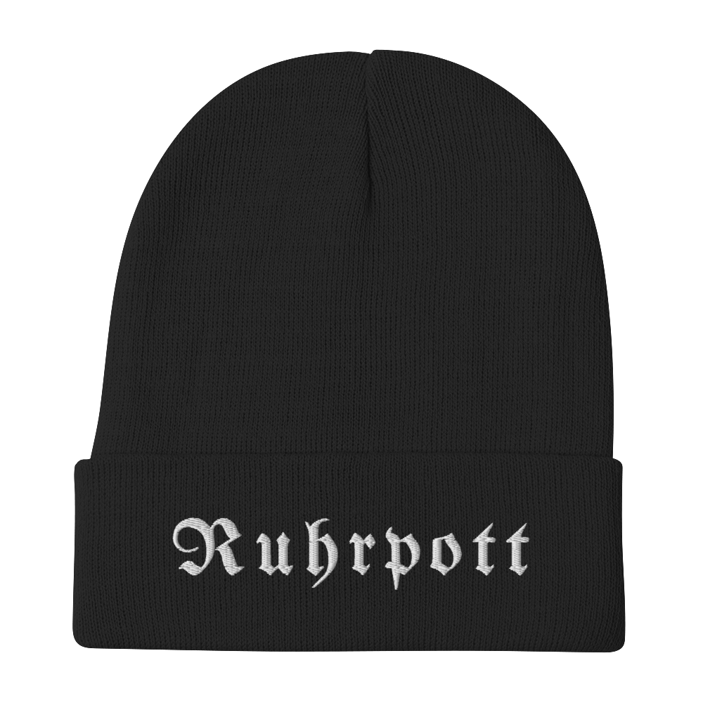 RUHRPOTT Bestickte Beanie in warmen Farben, aus Baumwoll-Acryl-Mischung, ideal für kalte Tage.