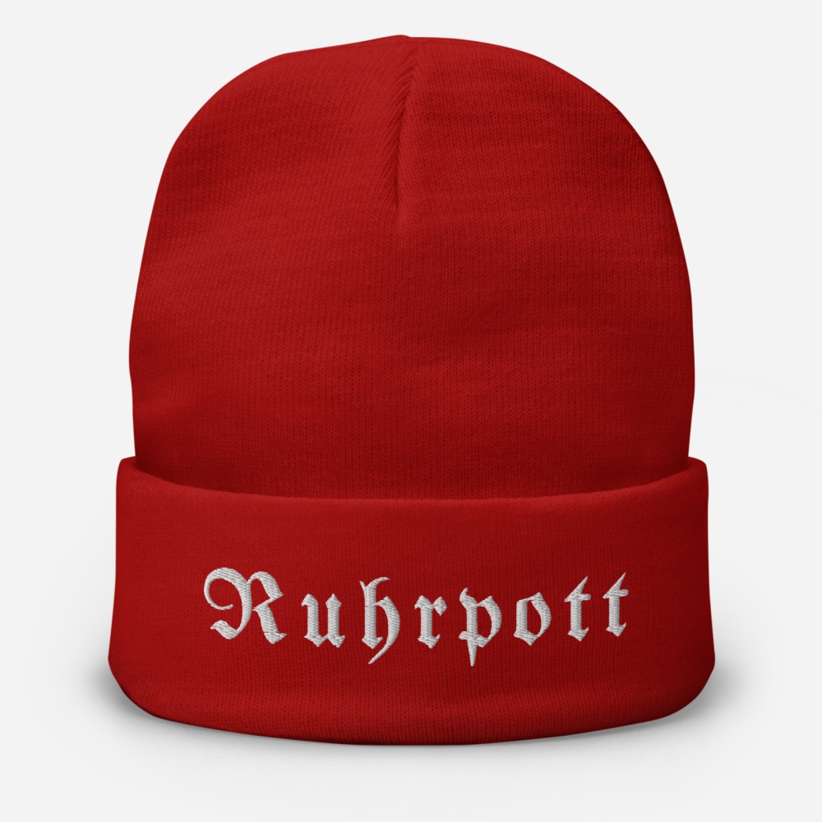 RUHRPOTT Bestickte Beanie in warmen Farben, aus Baumwoll-Acryl-Mischung, ideal für kalte Tage.