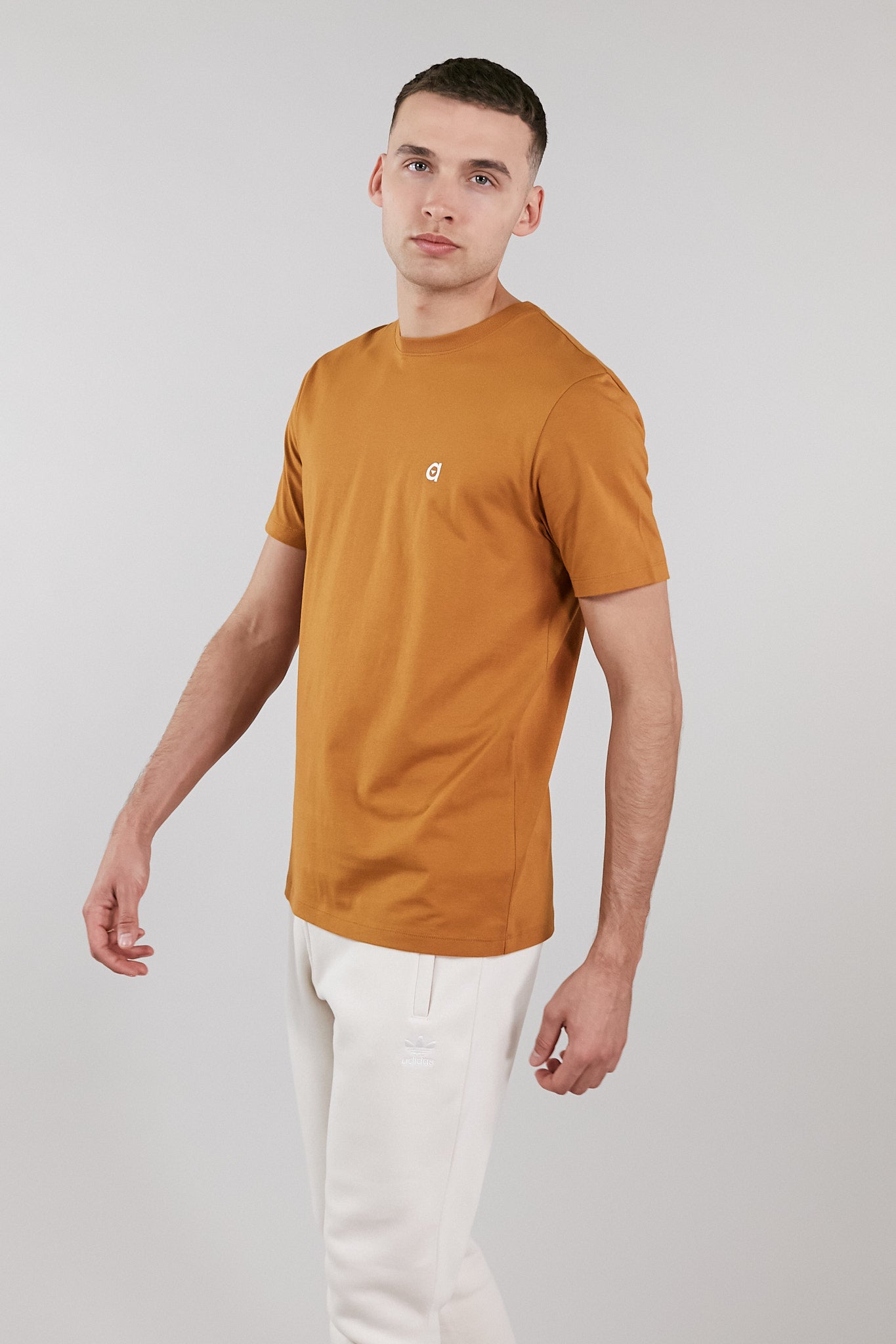 A rust low carbon t-shirt made from 100% organic cotton, featuring a regular fit and an embroidered altid logo.