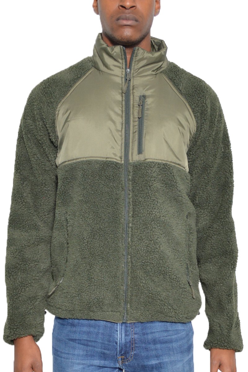 Sherpa Cut Out Fleece Jacket in a stylish design, featuring a full zip and zippered pockets, perfect for outdoor activities.