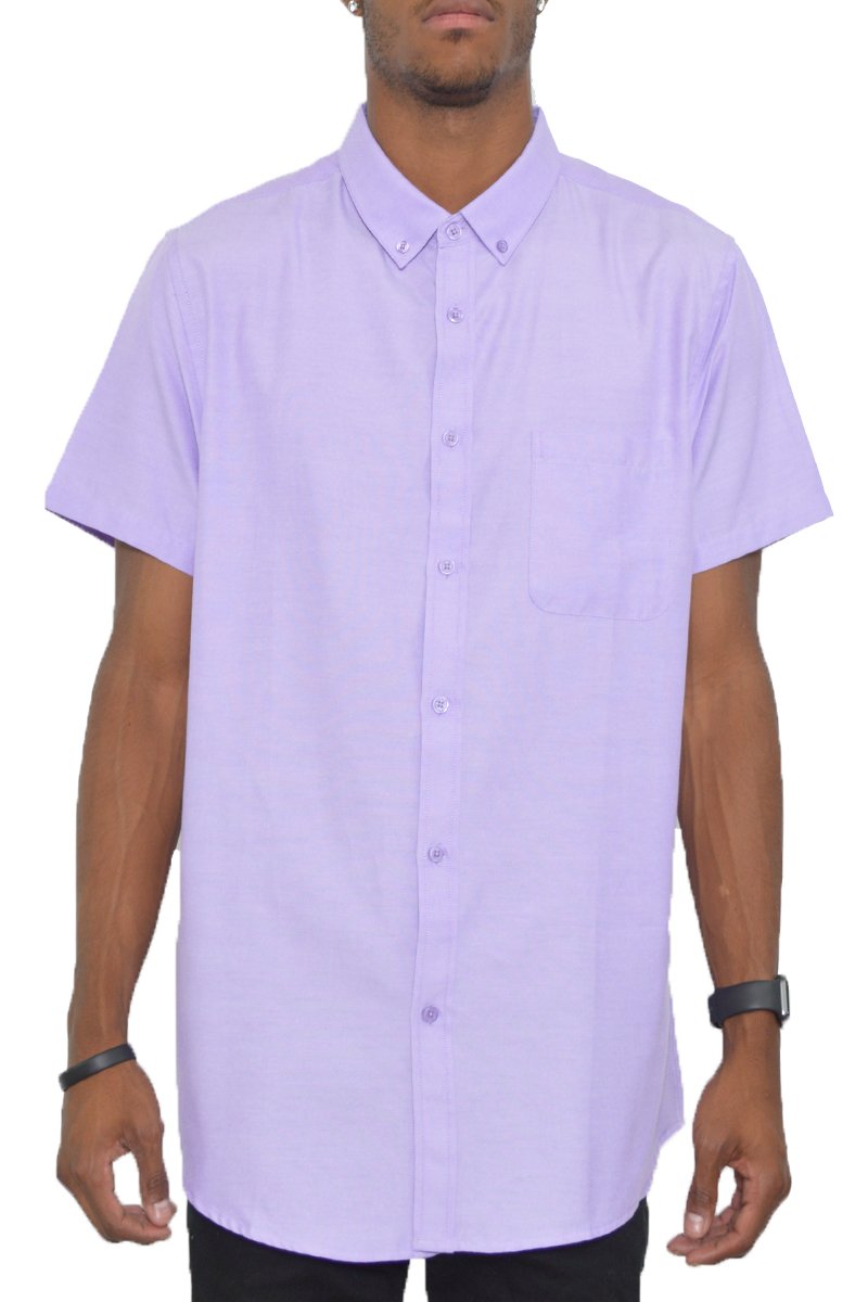 A stylish Signature Short Sleeve Button Down Shirt featuring a faux pocket, lightweight fabric, and a casual design, perfect for warm weather.