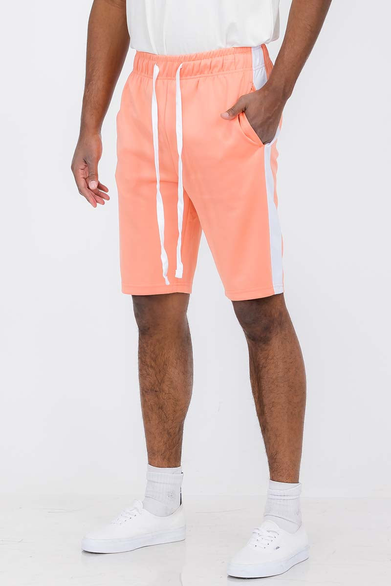 A pair of stylish Single Stripe Shorts featuring an elastic waist and drawstring, designed for comfort and casual wear.