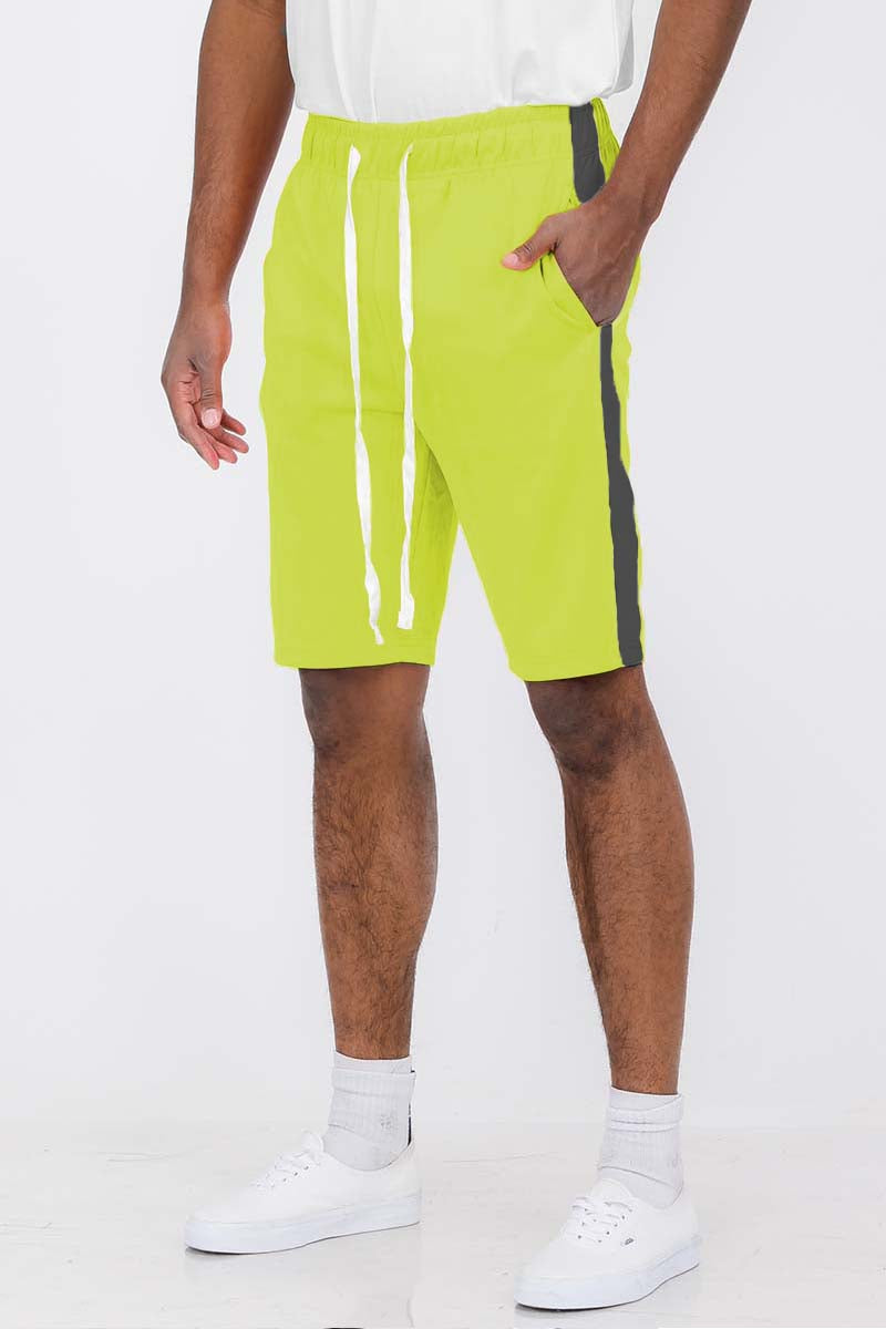 A pair of stylish Single Stripe Shorts featuring an elastic waist and drawstring, designed for comfort and casual wear.