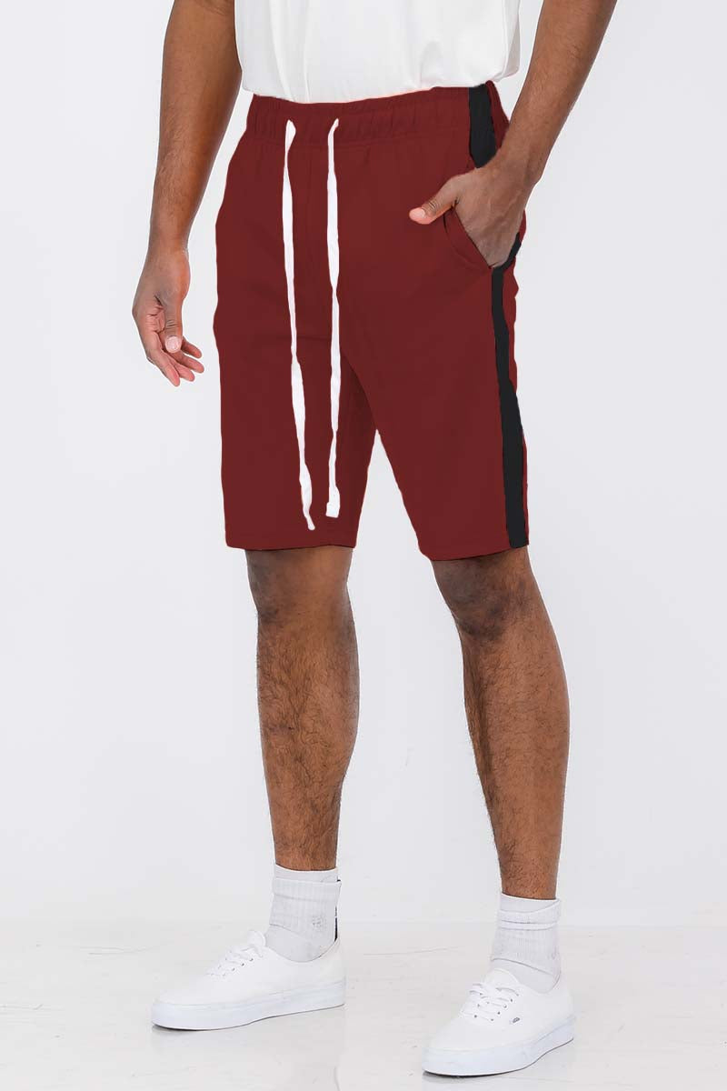 A pair of stylish Single Stripe Shorts featuring an elastic waist and drawstring, designed for comfort and casual wear.