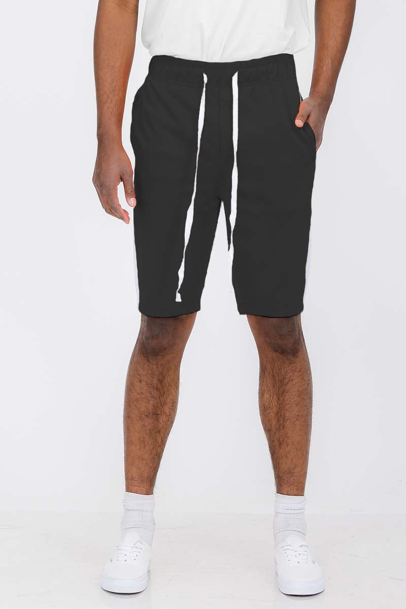 A pair of stylish Single Stripe Shorts featuring an elastic waist and drawstring, designed for comfort and casual wear.