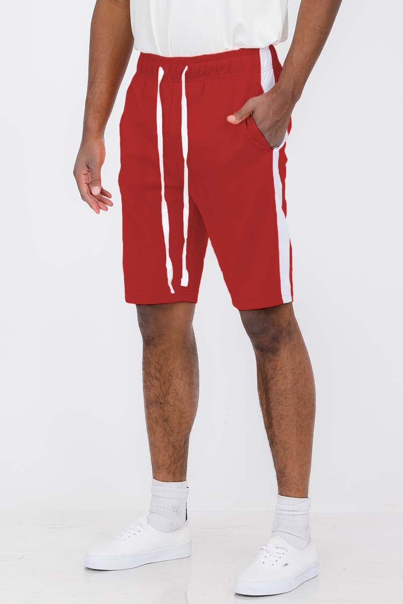 A pair of stylish Single Stripe Shorts featuring an elastic waist and drawstring, designed for comfort and casual wear.