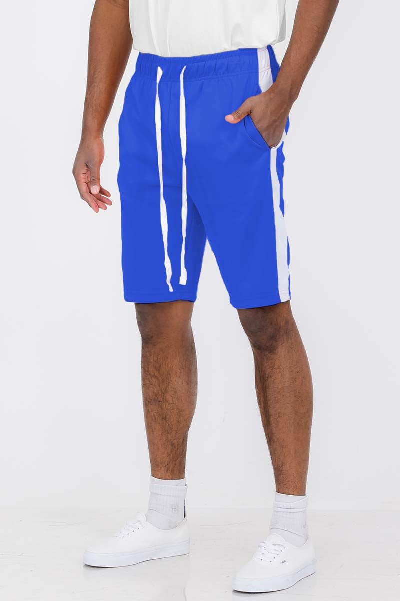 A pair of stylish Single Stripe Shorts featuring an elastic waist and drawstring, designed for comfort and casual wear.