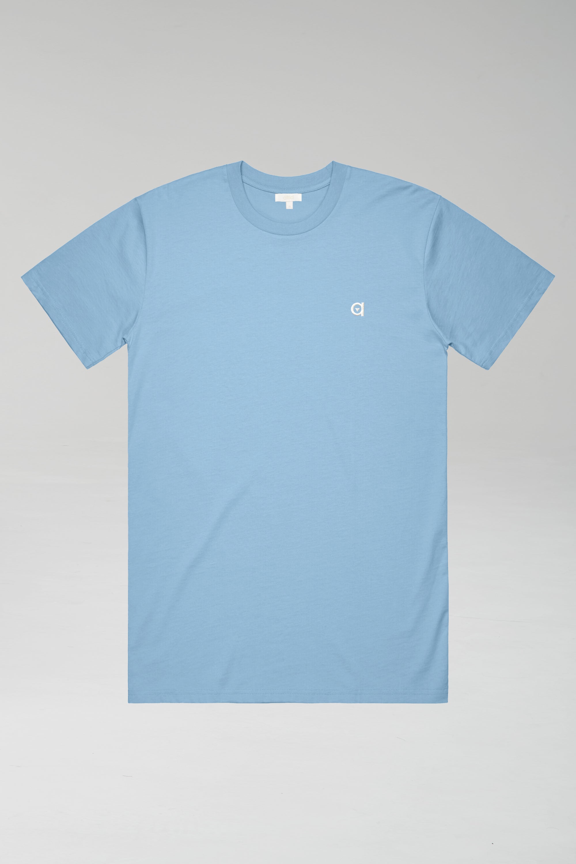 Sky blue low carbon t-shirt made from soft touch cotton, featuring an altid embroidered logo.