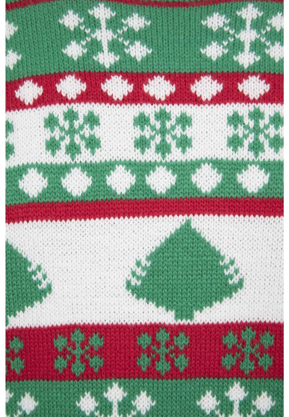 A cozy green, white, and red Snowflake Christmas Tree Sweater featuring festive snowflake patterns, perfect for holiday celebrations.