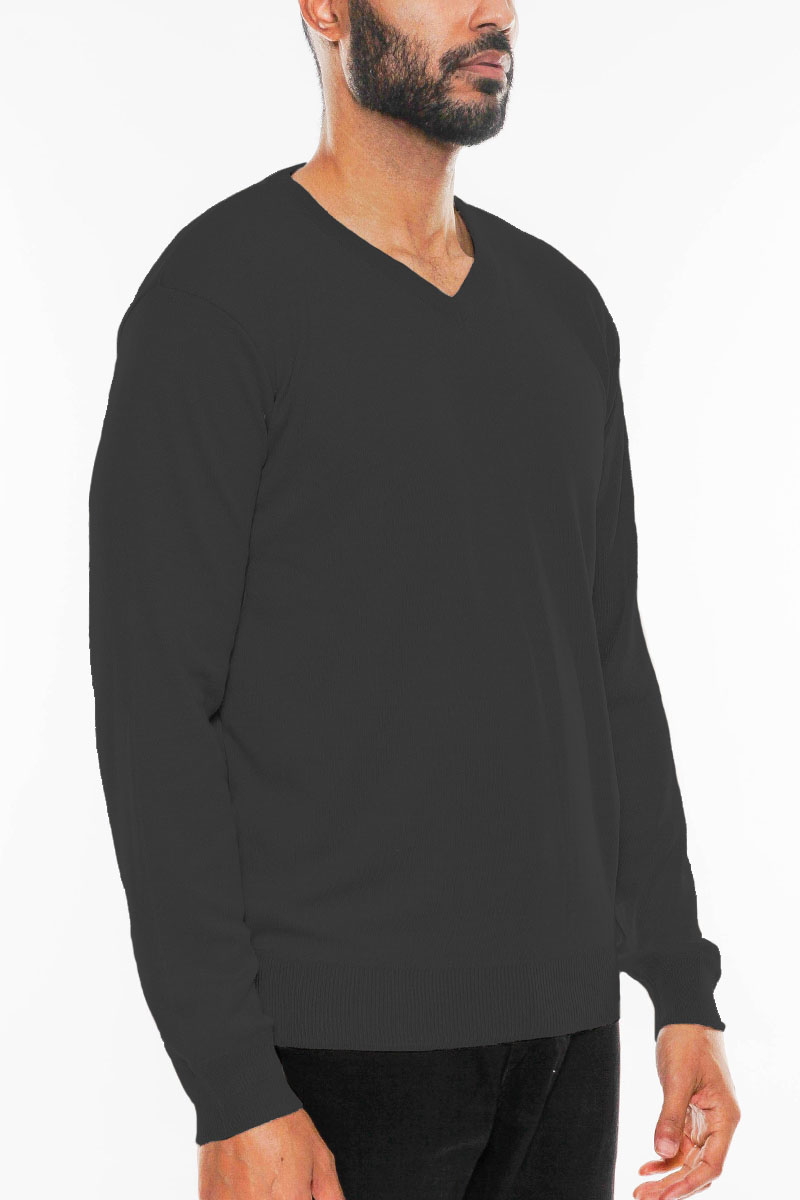 Men's Solid Vneck Knit Pullover Sweater in various colors, showcasing a stylish V-neck design and regular fit.