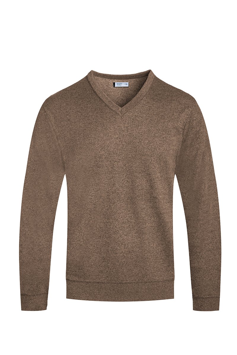 Men's Solid Vneck Knit Pullover Sweater in a stylish design, made from 100% polyester, showcasing a V-neckline and regular fit.