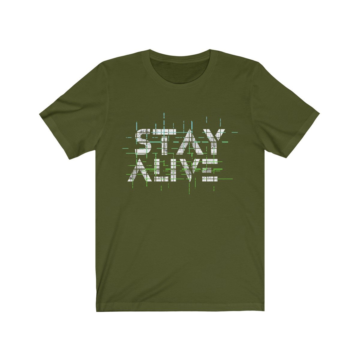 Stay Alive Graphic Short Sleeve Tee in soft cotton with vibrant print, showcasing a casual and stylish design.