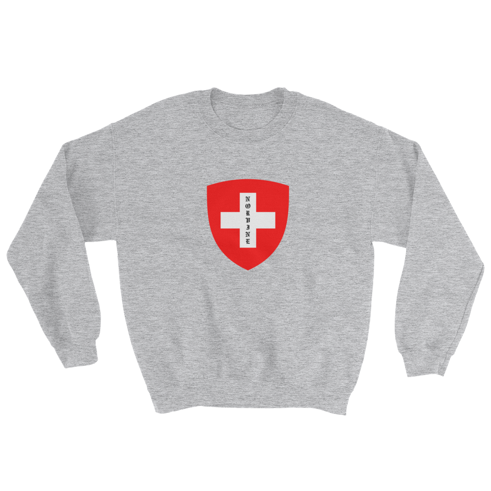 Gray sweatshirt with shield emblem