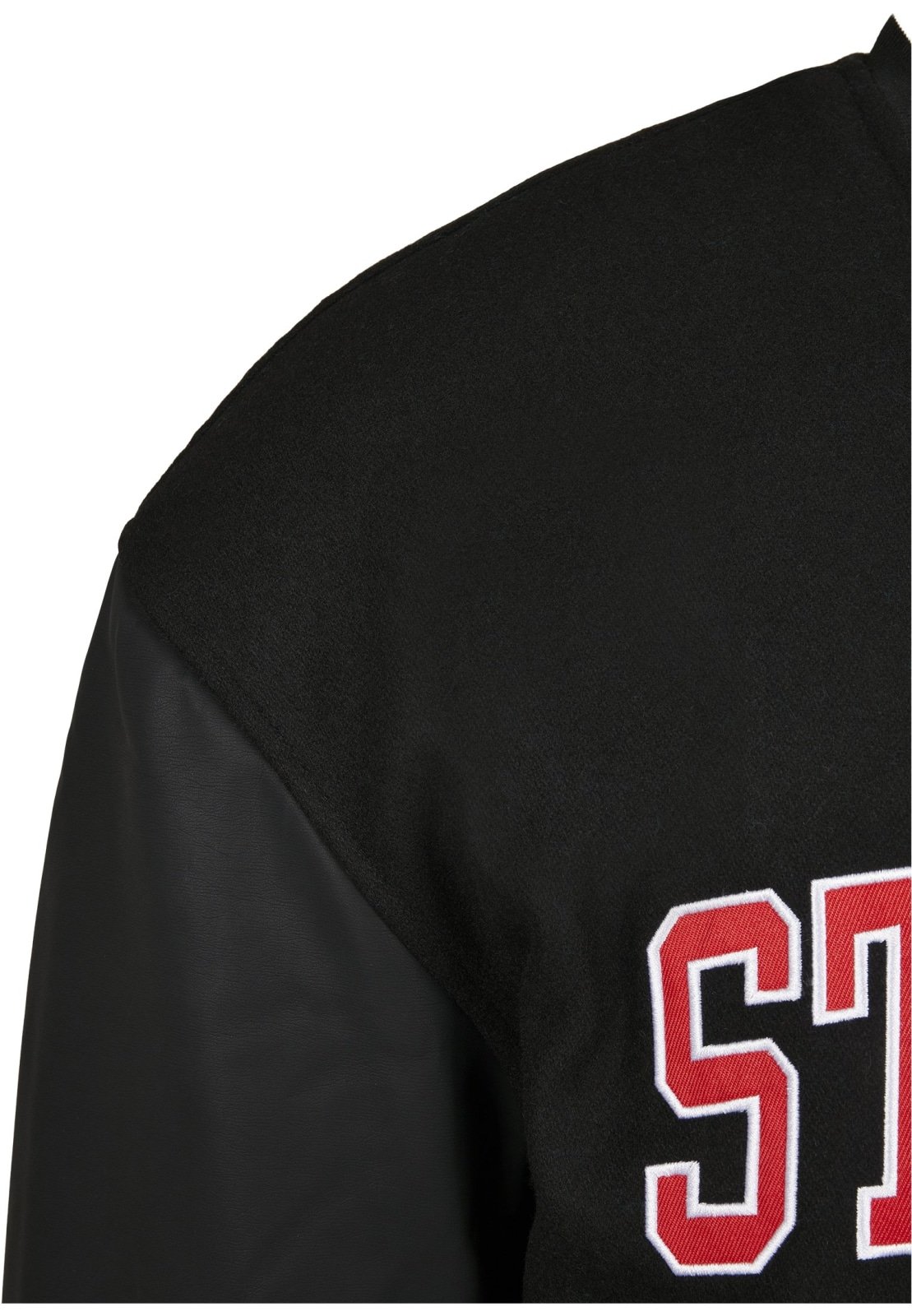 Men's Team Authentic Oldschool College Jacket featuring contrasting sleeves, embroidered branding, and sporty striped cuffs.