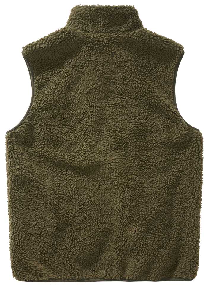 Cozy Teddy Fleece Vest with deep-pile fleece exterior and breathable mesh lining, featuring multiple zippered pockets and a stand-up collar.