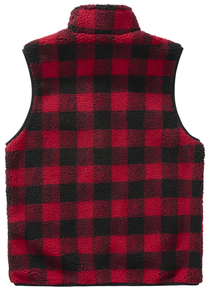 Cozy Teddy Fleece Vest with deep-pile fleece exterior and breathable mesh lining, featuring multiple zippered pockets and a stand-up collar.