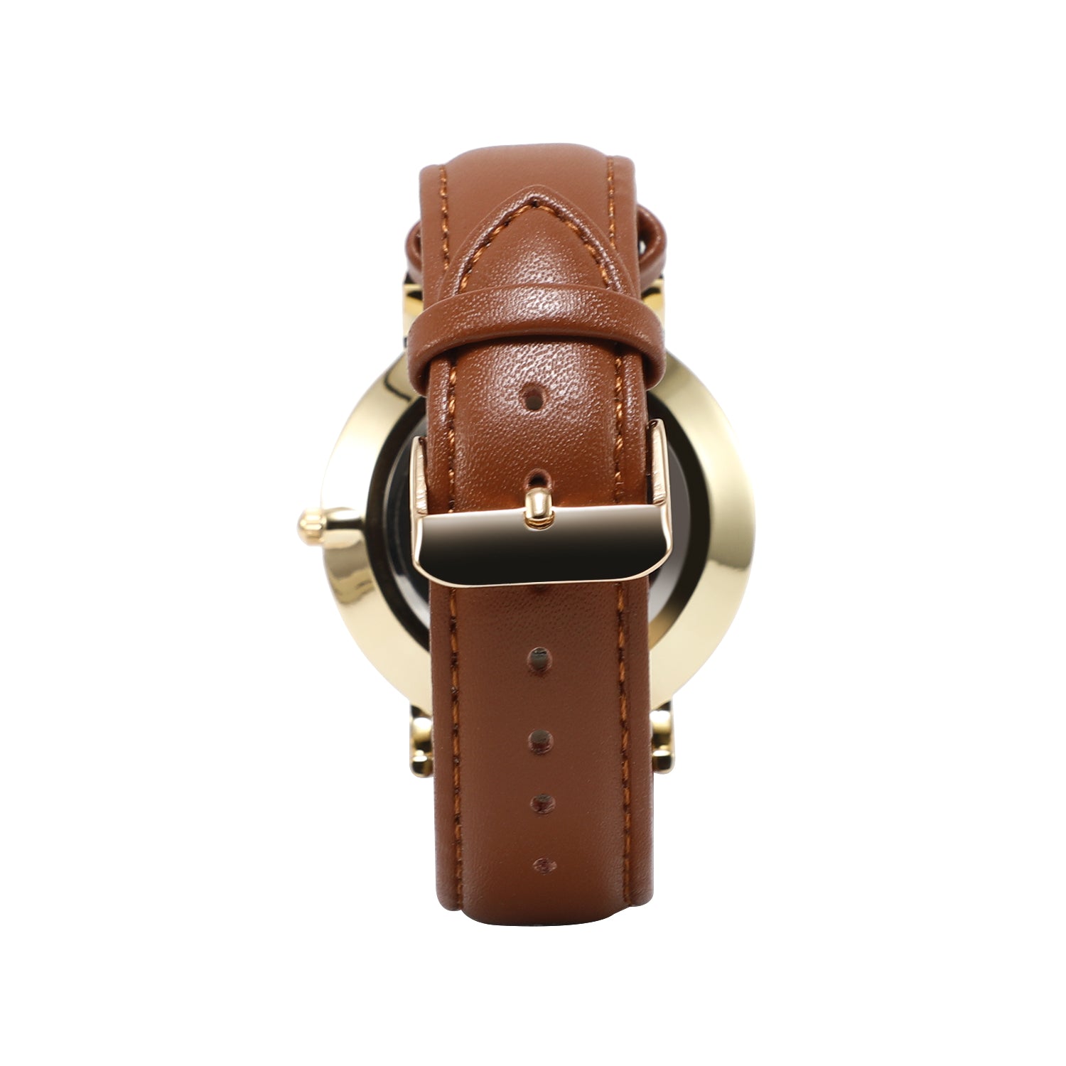 Terry Leather Strap Watch featuring a cognac leather band and a stylish zinc alloy dial with a 40mm face diameter.