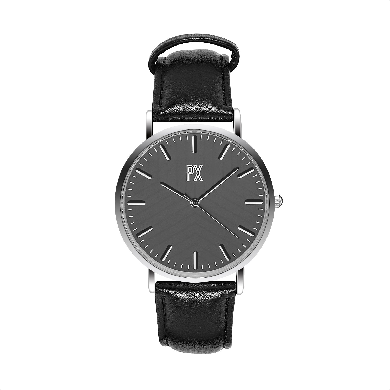 Terry Leather Strap Watch featuring a sleek black leather band and a stylish zinc alloy dial, perfect for sophisticated individuals.