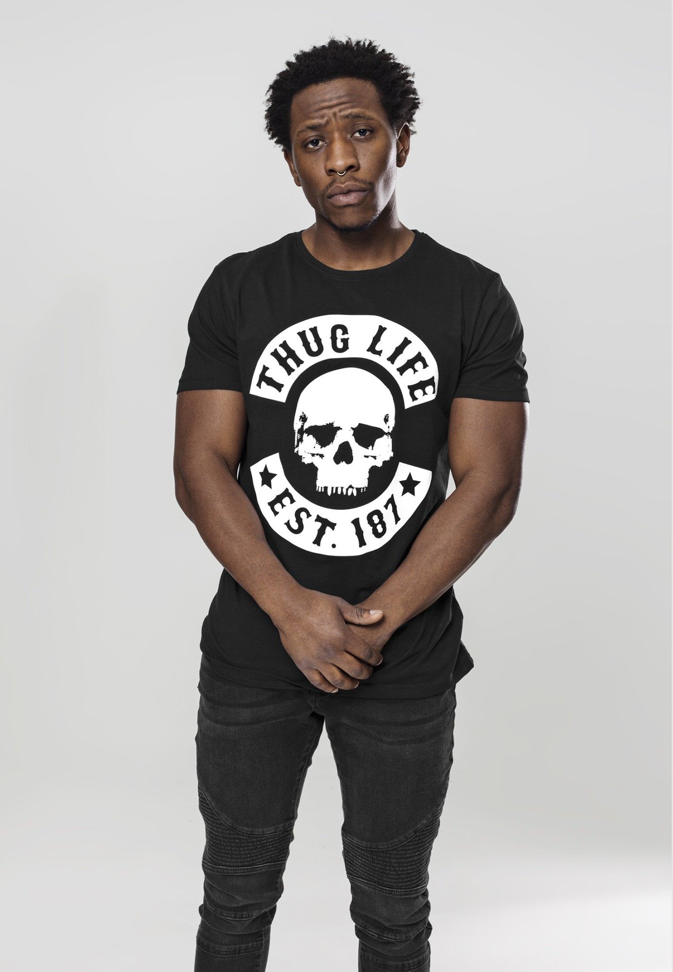 Thug Life Skull Tee featuring a bold skull print on a comfortable cotton fabric, perfect for casual wear.