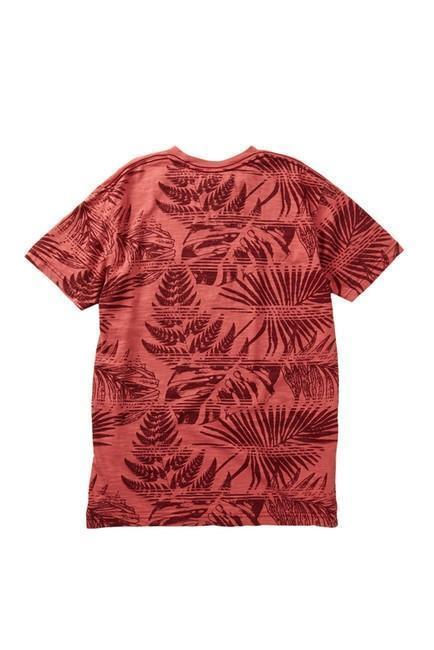 Titus Tee for boys featuring vibrant palm leaves design in multiple colors, made from 100% cotton.