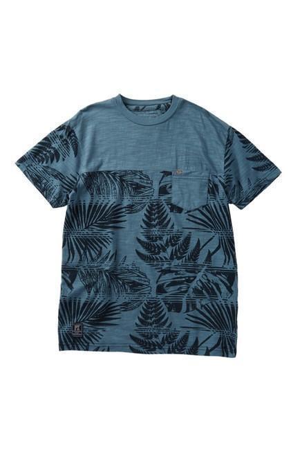 Titus Tee for Boys featuring vibrant palm leaves design and patch pocket, made from 100% cotton in various colors.