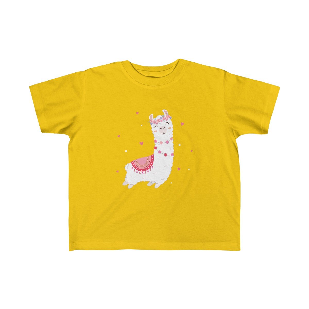 Toddler Llama in Love Girls Tee featuring a cute llama design, made from soft cotton for toddlers.